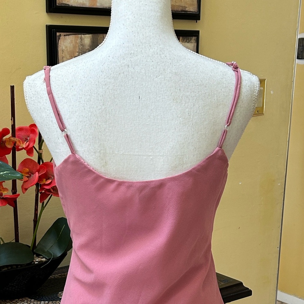 Y2K 90’s🚫SOLD🚫Bead Sequins Pink Lace Fairy core Asymmetrical Hem Camisole Large - Picture 10 of 15